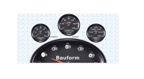 Elektromotor – grafischer Selektor damit ist es einfacher den Ersatz-Elektromotor zu bestimmen, im Bild 3 kleine Tachos mit Leistungsauswahl, mit Temperaturauswahl, mit Drehzahlauswahl, drunter ein großer halber Tacho für Bauformauswahl.