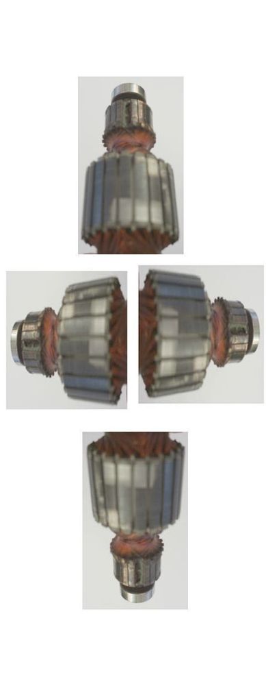 Elektromotor – Kollektorsuche, das bedeutet bei DC-Motor Reparaturen immer ein Kollektor Unsicherheitsfaktor, im Bild 3 Anker zum Teil (zweidrittel Rotoren) mit Kollektoren zu sehen.