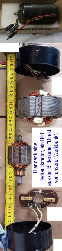 Elektromotor – wurmt Ergebnis HIER nicht, ein kleiner Hydraulikmotor, DC Motor im Bild oben komplett, unten zerlegt, eine Reparatur - in AQ Pluss Qualität