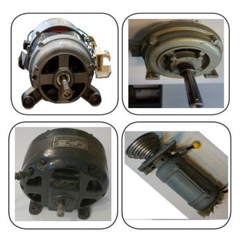 Elektromotor der war schon alt, im Bild 4 Elektromotore in 4 Quadraten, eben mit alten Modellen