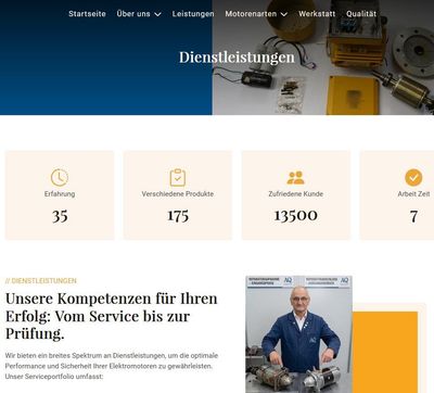 Elektromotor Glossar Blog, dazu haben wir eine neue Website, im Bild ein Sreenshot der 