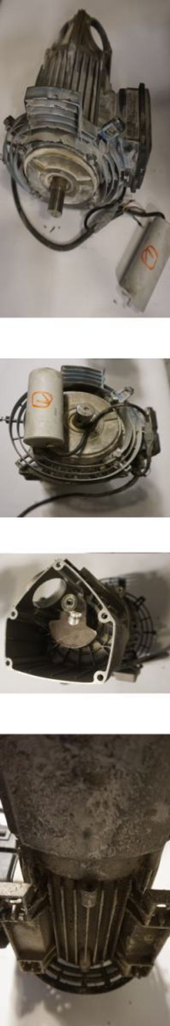 Elektromotor Reparatur mit Festpreis AQ Pluss Motoren macht den mit neu wickeln zu festen Kosten - Bildserie direkt von der Werkbank, da im Bild zu sehen: Einphasenmotor mit losem angeschlossenen Kondensator, ein Kondensatormotor von einem kleinen Baustellengerät.