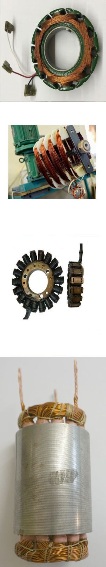 Elektromotor Reparatur und Neuwicklung, hier der Schwerpunkt lohnwickeln von Statoren, Blechpaketen, Anker mit oder ohne Feldwicklung. Beispiele der  AQ Pluss Motoren Lohnwicklungen Elektromotorstator Bild oben, Wicklungen halbautomatisch zweites Bild, Blechpaket für Zahnwicklungen Kundenbeistellung, Musterstator 3 Phasenwicklung in einen Kundenstator das untere Bild. ht wird, im Bild die gröberen Schritte: von E Motor zerlegen, neue Wicklungen (Spulen aufwickeln), einlegen und verschalten der Spulen und wieder den E Motor zusammen bauen - so die groben Schritte